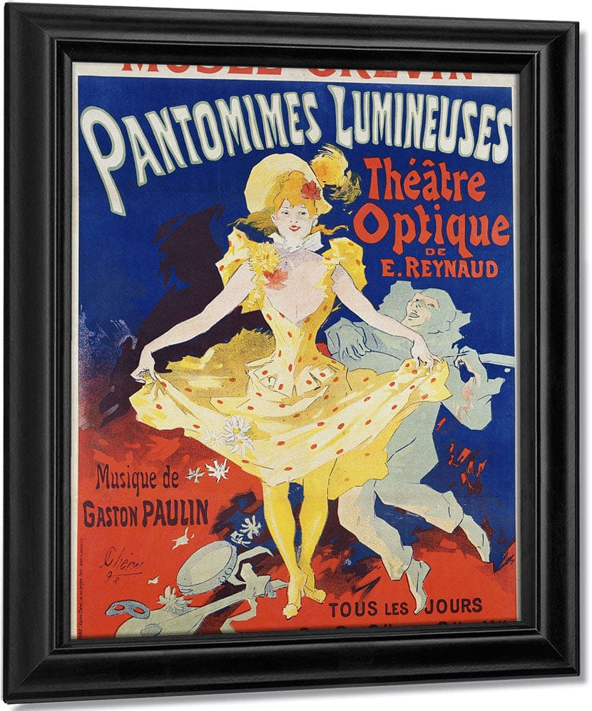 French Poster For Early Motion Picture Pantommes Lumineuses By Jules Cheret Fine Art Print