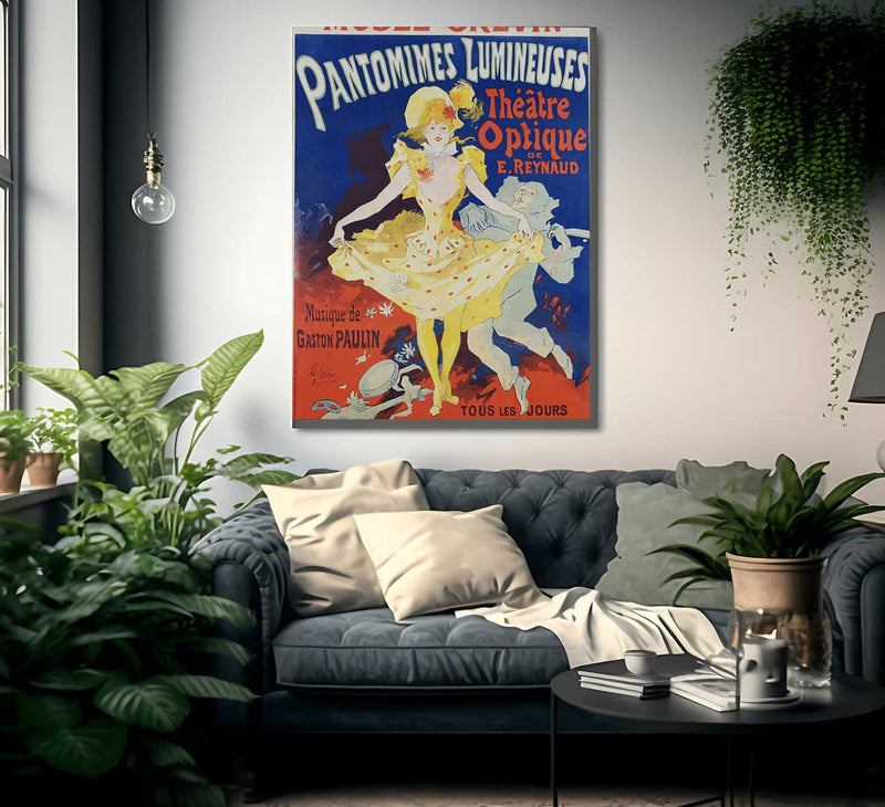 French Poster For Early Motion Picture Pantommes Lumineuses By Jules Cheret Fine Art Print