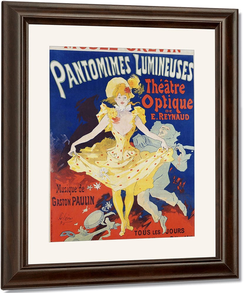 French Poster For Early Motion Picture Pantommes Lumineuses By Jules Cheret Fine Art Print