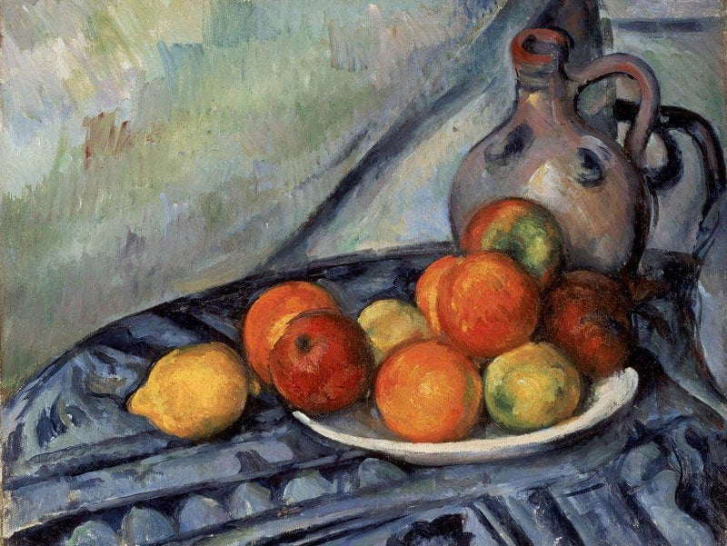 Fruit And A Jug On A Table By Cezanne Paul Fine Art Print