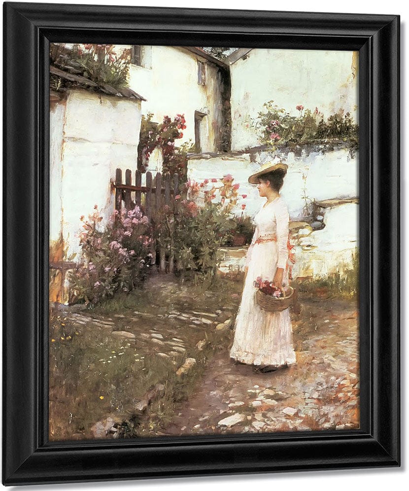 Gathering Flowers In A Devonshire Garden 6 By John Waterhouse Fine Art Print