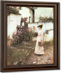 Gathering Flowers In A Devonshire Garden 6 By John Waterhouse Fine Art Print