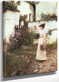 Gathering Flowers In A Devonshire Garden 6 By John Waterhouse Fine Art Print