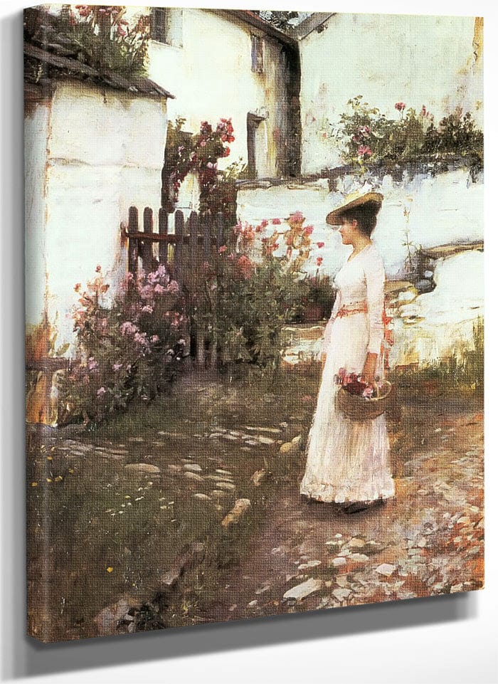 Gathering Flowers In A Devonshire Garden 6 By John Waterhouse Fine Art Print