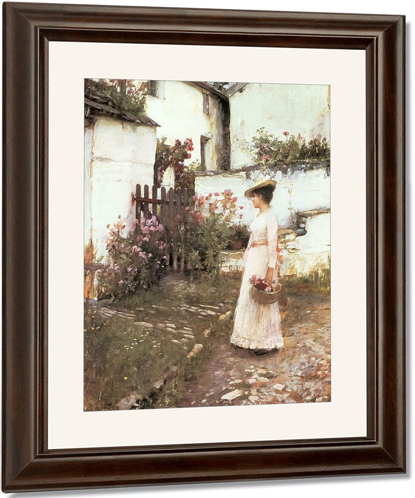 Gathering Flowers In A Devonshire Garden 6 By John Waterhouse Fine Art Print