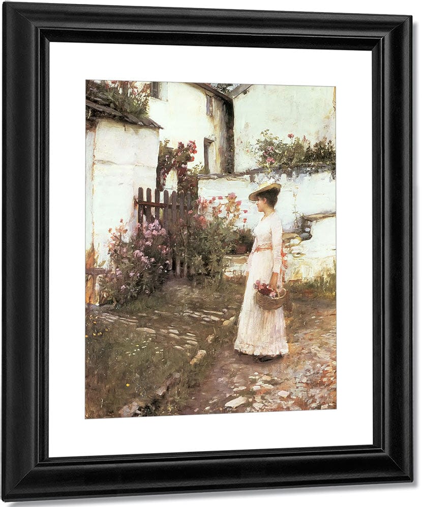 Gathering Flowers In A Devonshire Garden 6 By John Waterhouse Fine Art Print