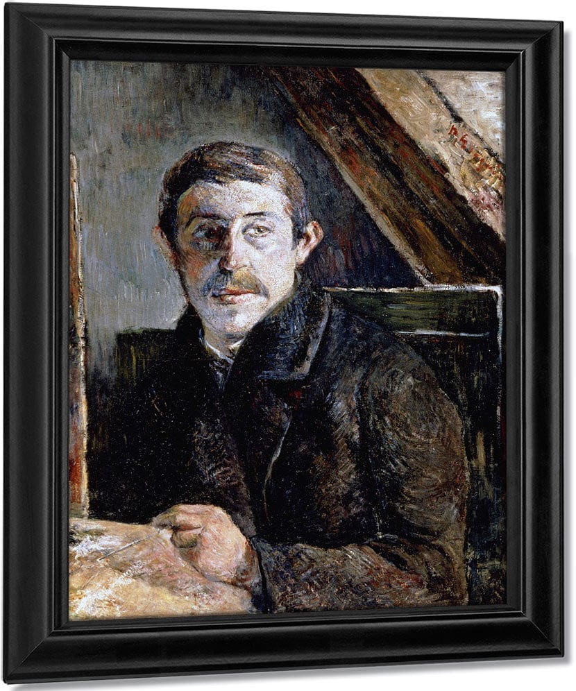 Gauguin Behind An Easel By Eugene Henri Paul Gauguin Fine Art Print