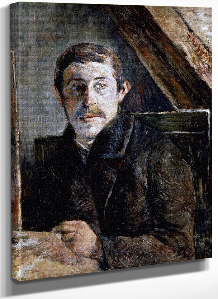 Gauguin Behind An Easel By Eugene Henri Paul Gauguin Fine Art Print