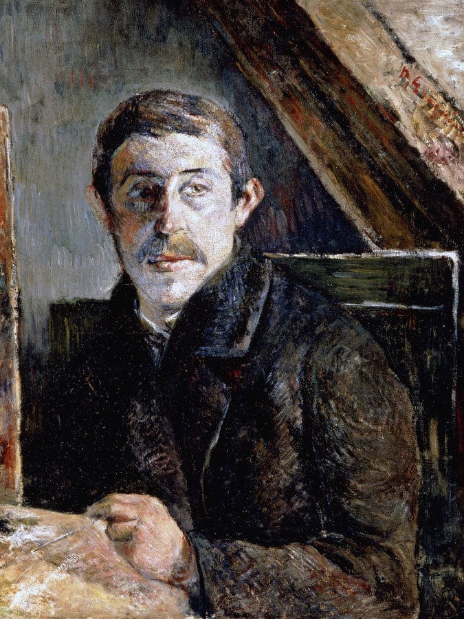 Gauguin Behind An Easel By Eugene Henri Paul Gauguin Fine Art Print