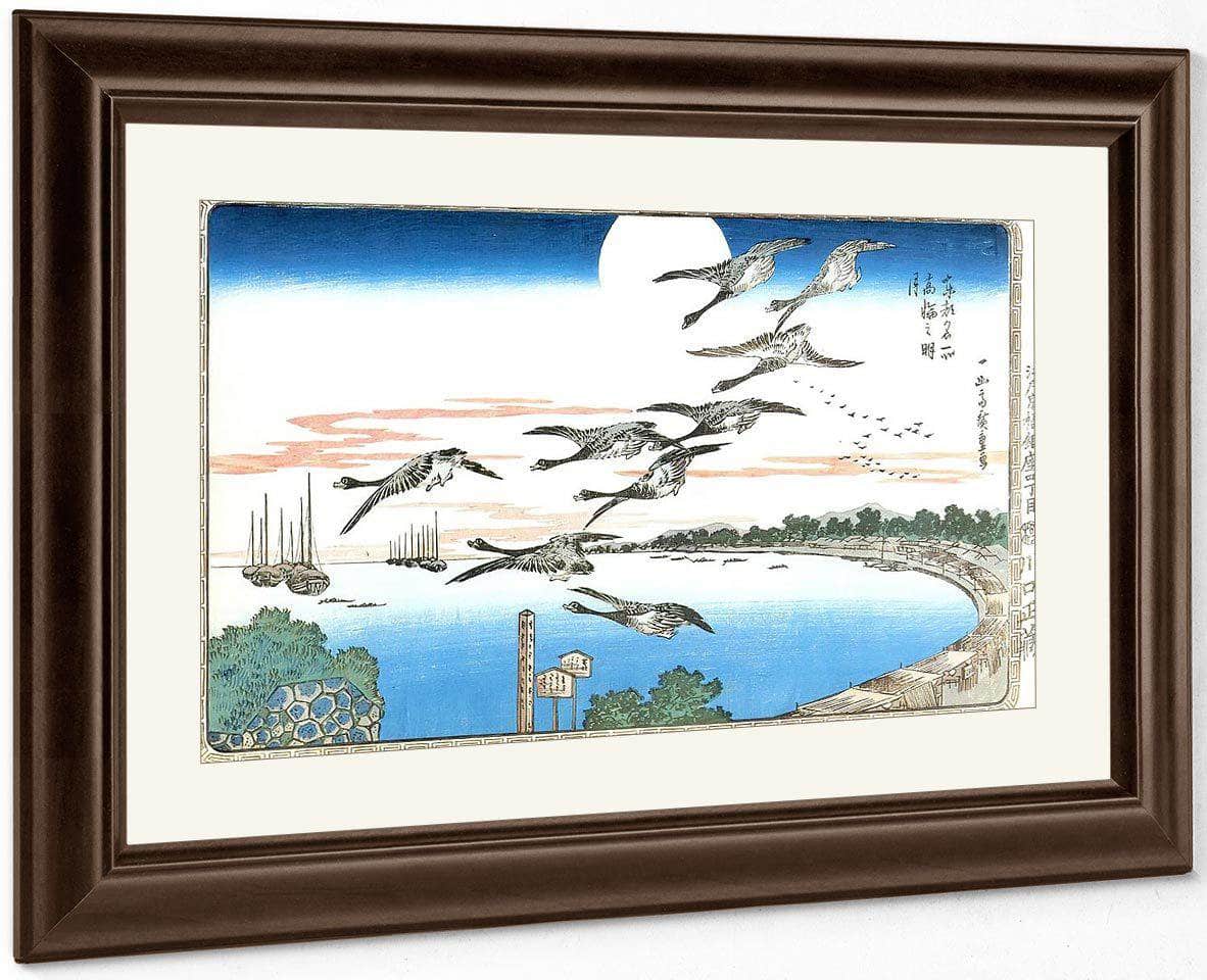 Geese Descending Over A Bay By Hiroshige Fine Art Print