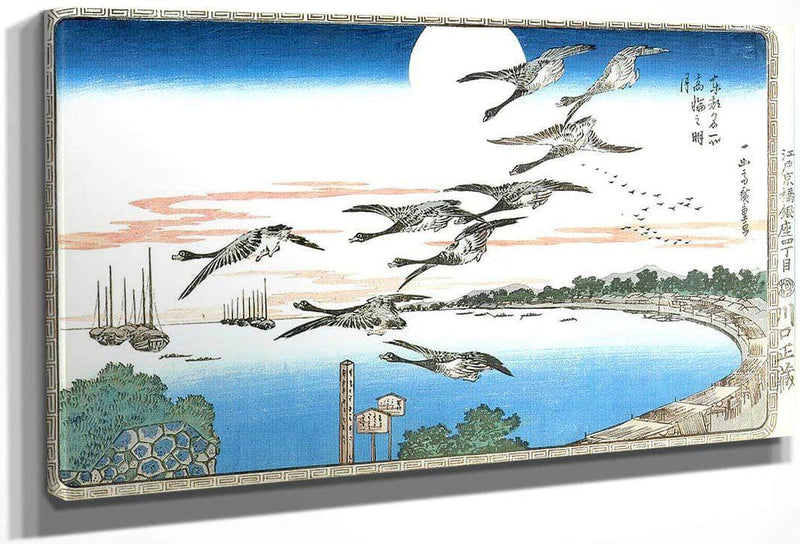 Geese Descending Over A Bay By Hiroshige Fine Art Print