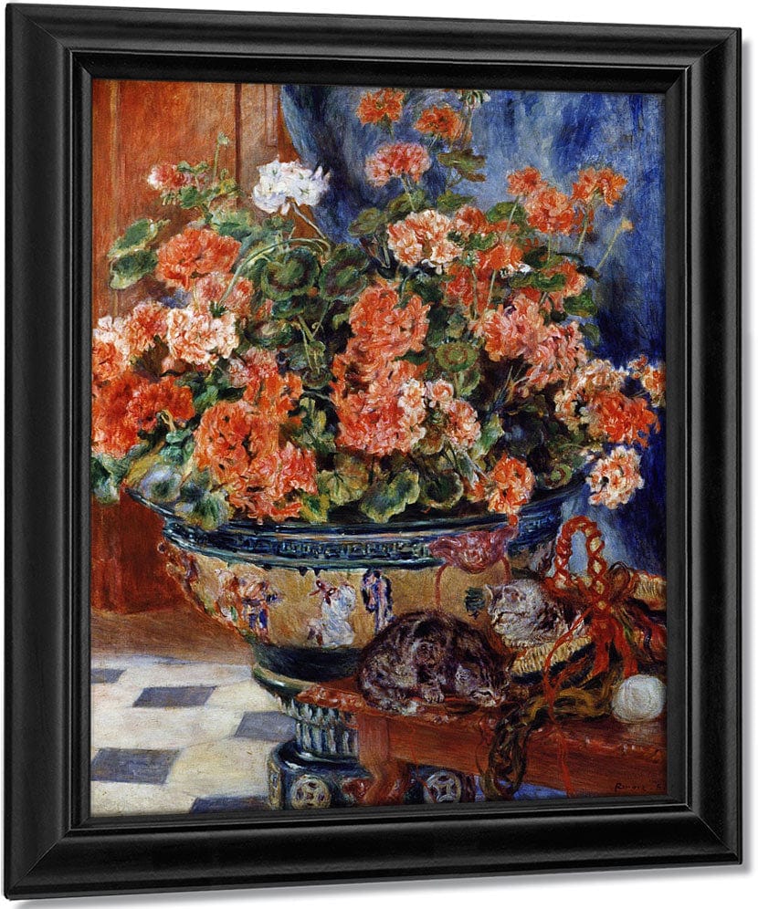 Geraniums And Cats 1 By Pierre Auguste Renoir Fine Art Print