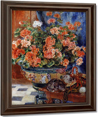Geraniums And Cats By Pierre Auguste Renoir Fine Art Print