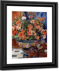 Geraniums And Cats By Pierre Auguste Renoir Fine Art Print