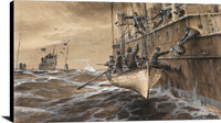 German Submarine British Falle Headley Painting Willy Stower Canvas Art Fine Art Print