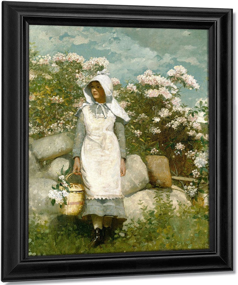 Girl And Laurel By Winslow Homer Fine Art Print