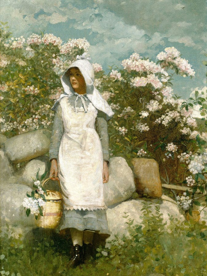 Girl And Laurel By Winslow Homer Fine Art Print