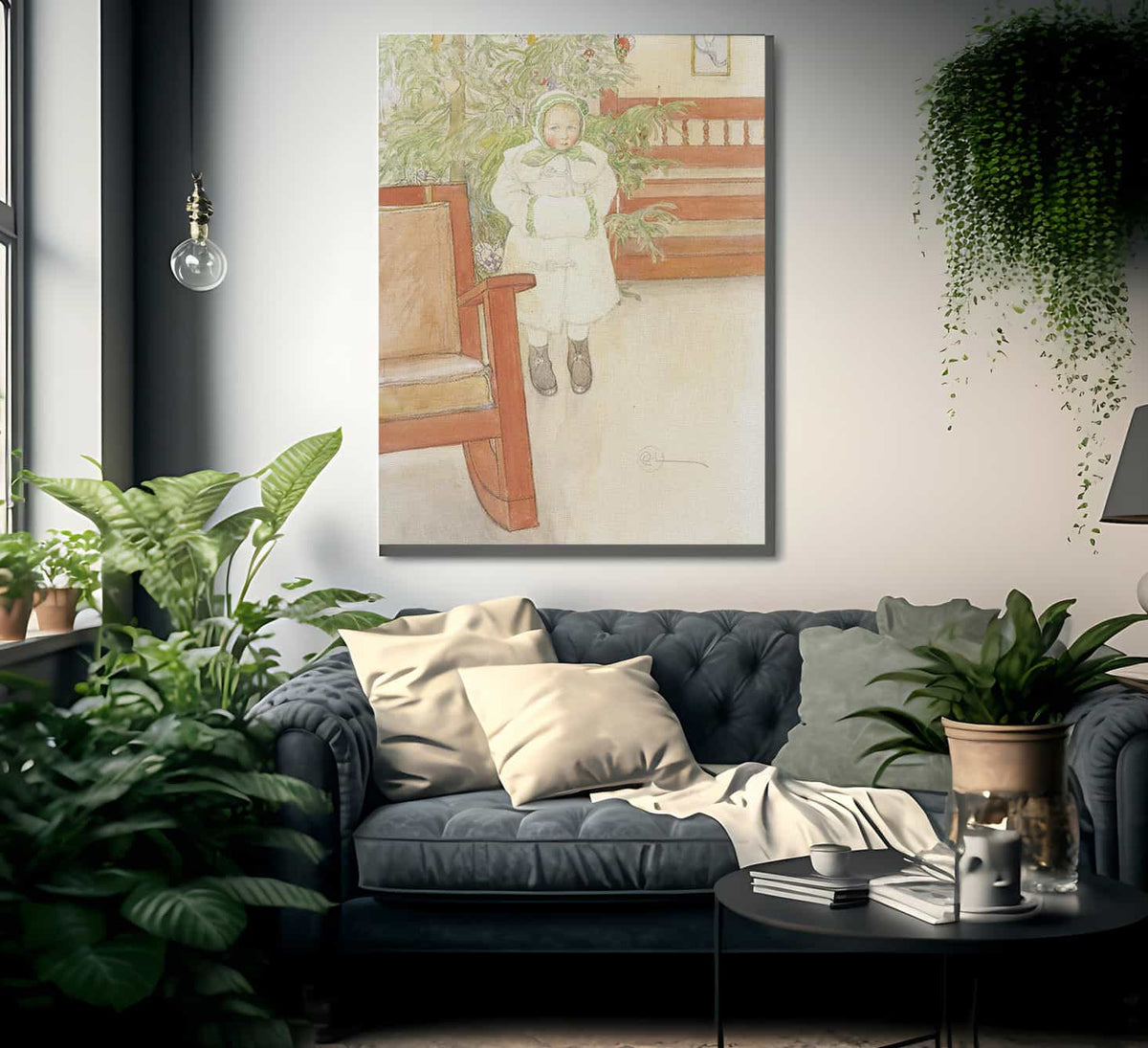 Girl And Rocking Chair By Carl Larsson Fine Art Print