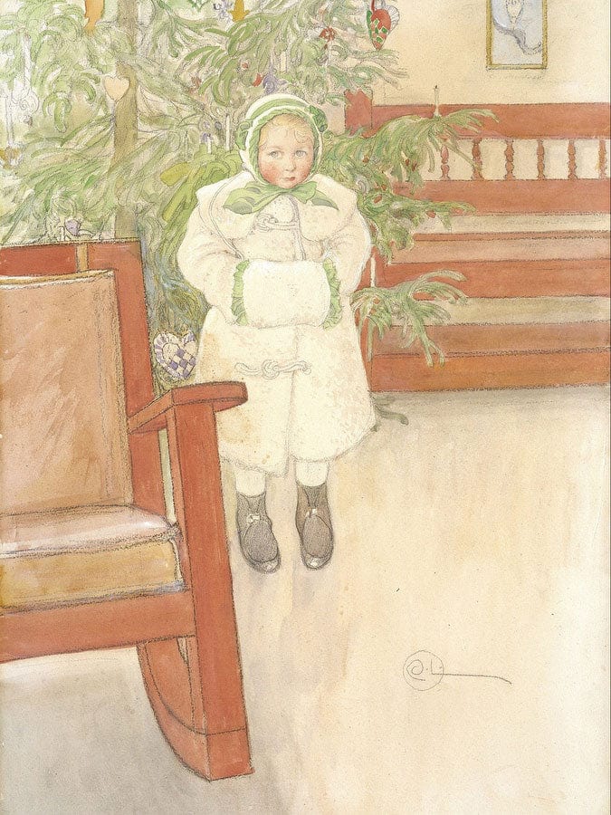 Girl And Rocking Chair By Carl Larsson Fine Art Print