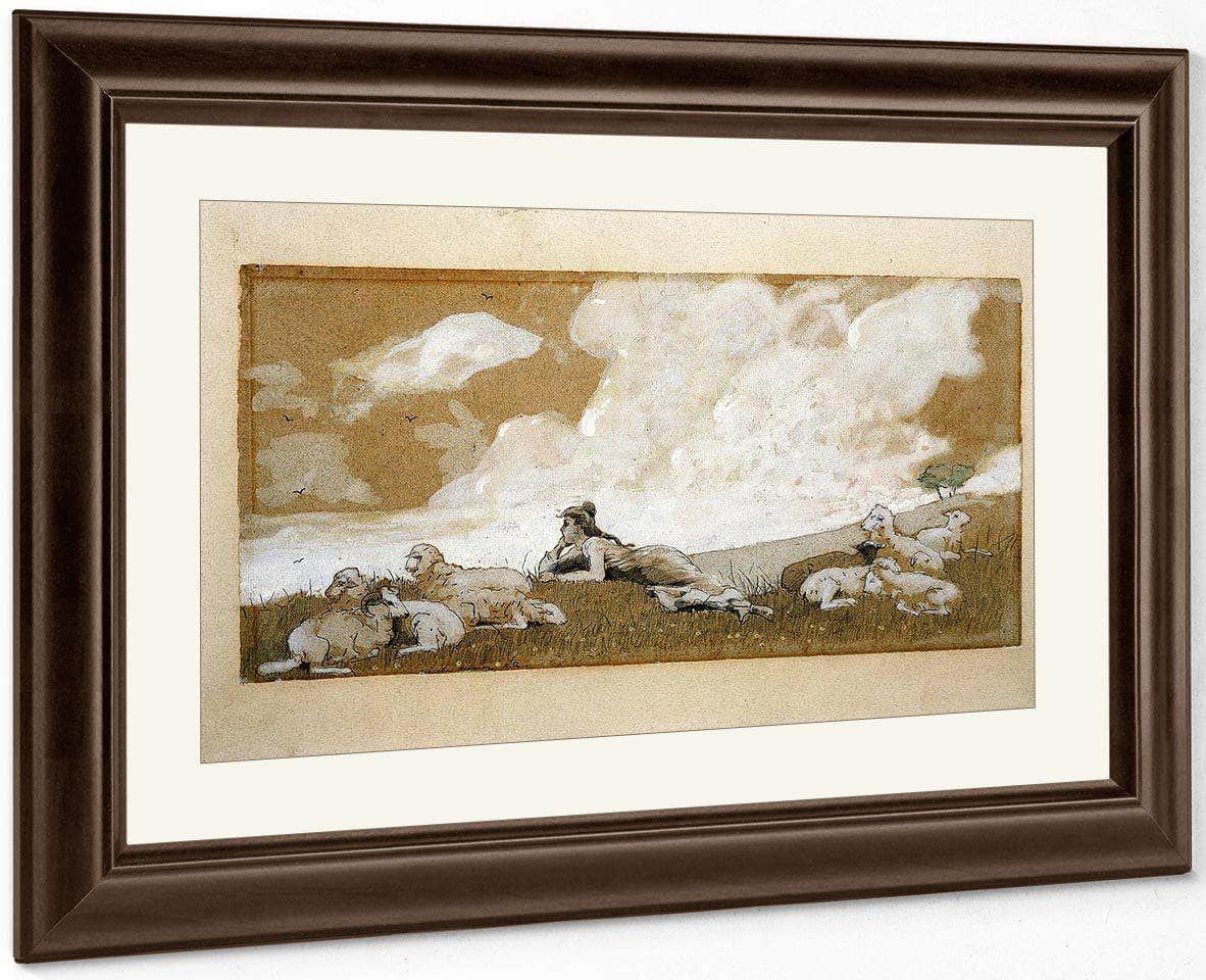 Girl And Sheep By Winslow Homer Fine Art Print