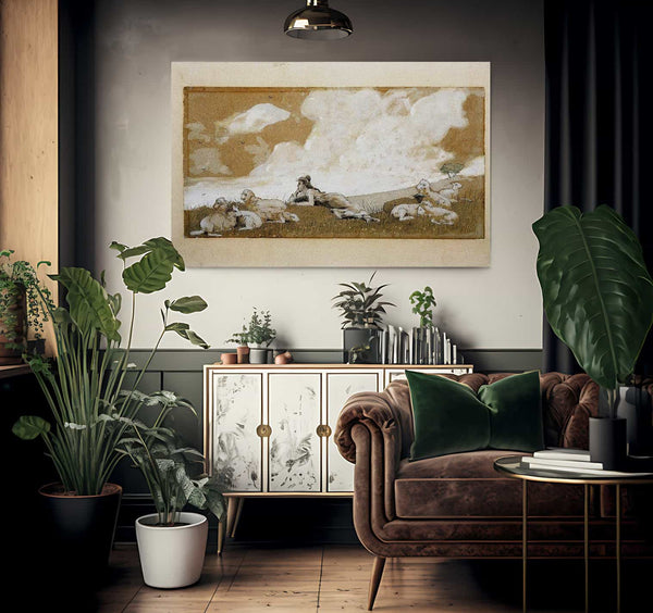 Girl And Sheep By Winslow Homer Fine Art Print