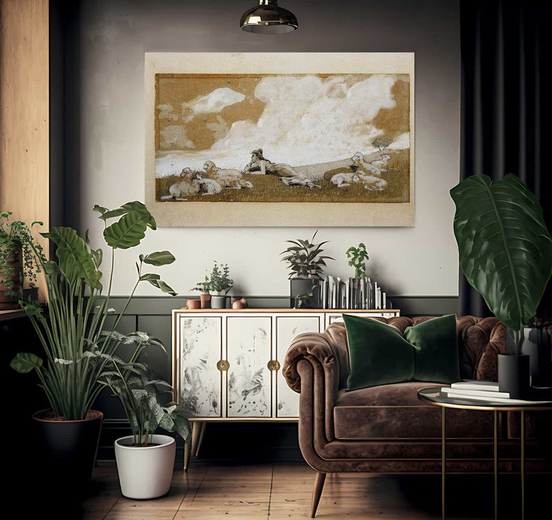 Girl And Sheep By Winslow Homer Fine Art Print