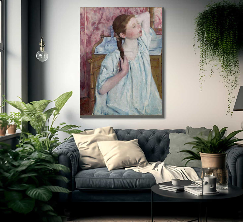 Girl Arranging Her Hair By Cassatt Mary Fine Art Print