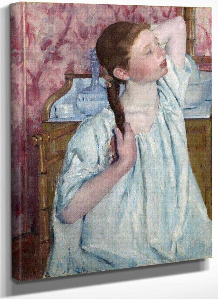 Girl Arranging Her Hair By Cassatt Mary Fine Art Print