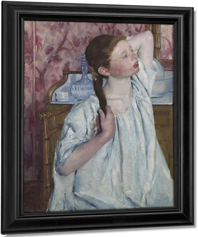 Girl Arranging Her Hair By Mary Cassatt Fine Art Print