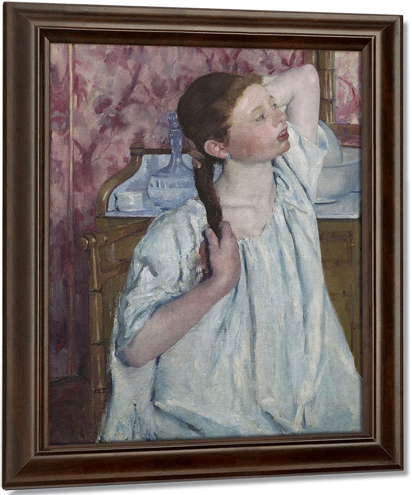 Girl Arranging Her Hair By Mary Cassatt Fine Art Print