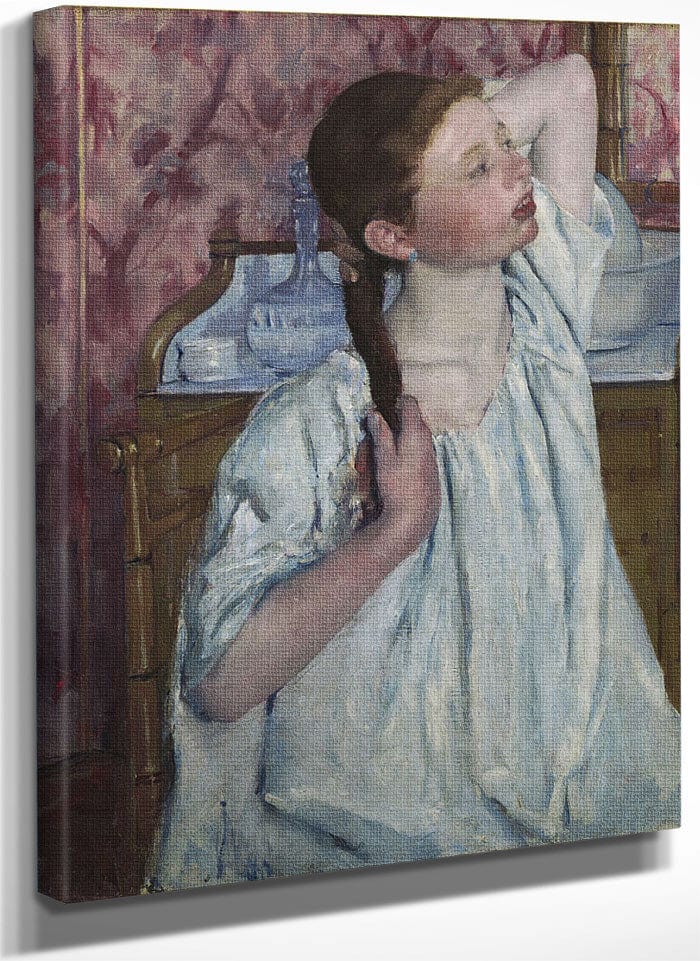Girl Arranging Her Hair By Mary Cassatt Fine Art Print
