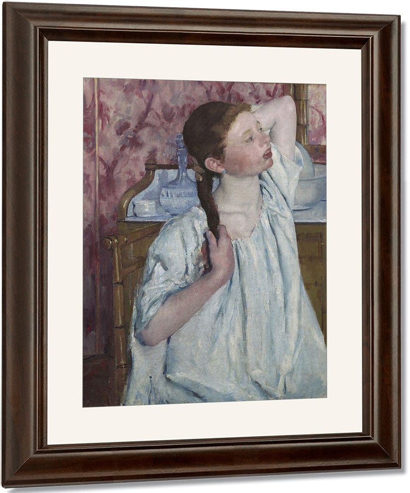 Girl Arranging Her Hair By Mary Cassatt Fine Art Print