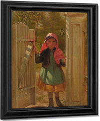 Girl At The Doorway By John George Brown Fine Art Print