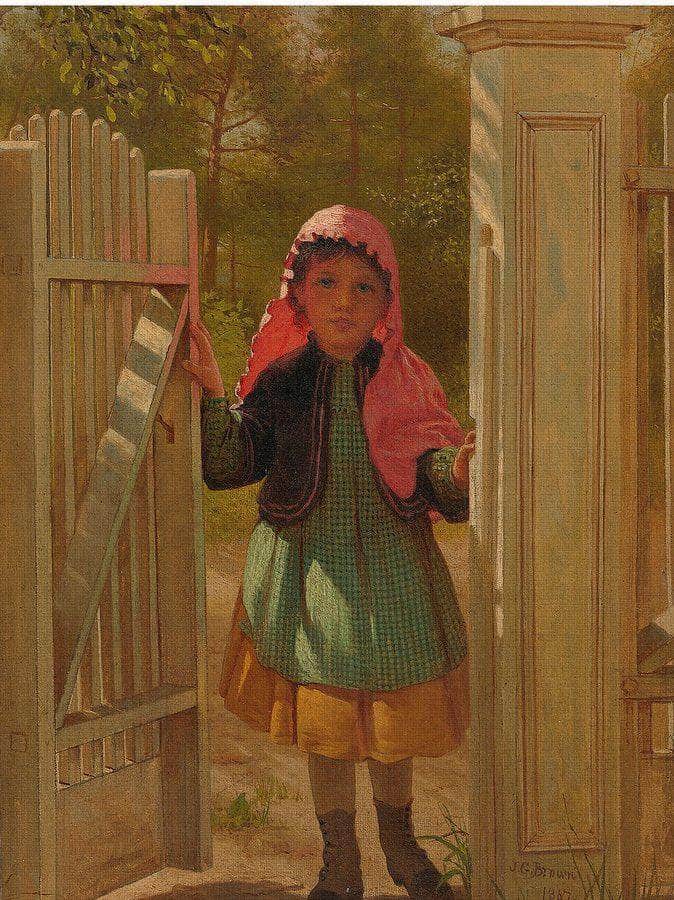 Girl At The Doorway By John George Brown Fine Art Print