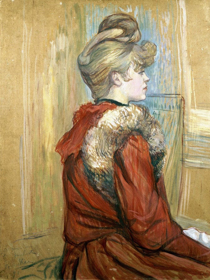 Girl In A Fur, Miss Jeanne Fontaine By Henri Marie Raymond De Toulouse Lautrec Monfa Fine Art Print