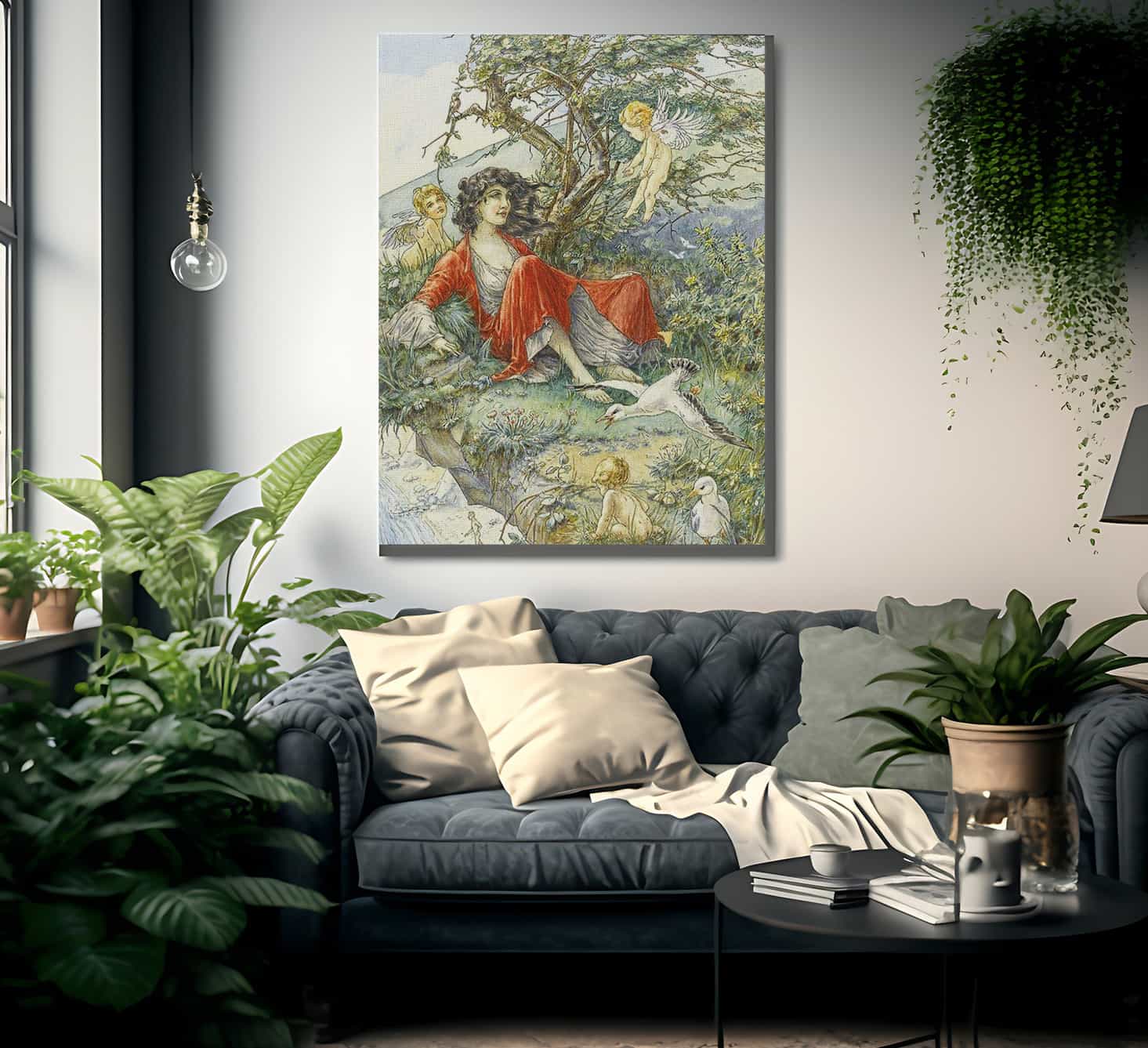Girl In A Red Dress On A Cliff By William Henry Walker Fine Art Print
