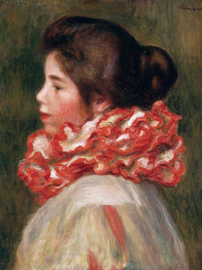 Girl In A Red Ruff By Pierre August Renoir Fine Art Print