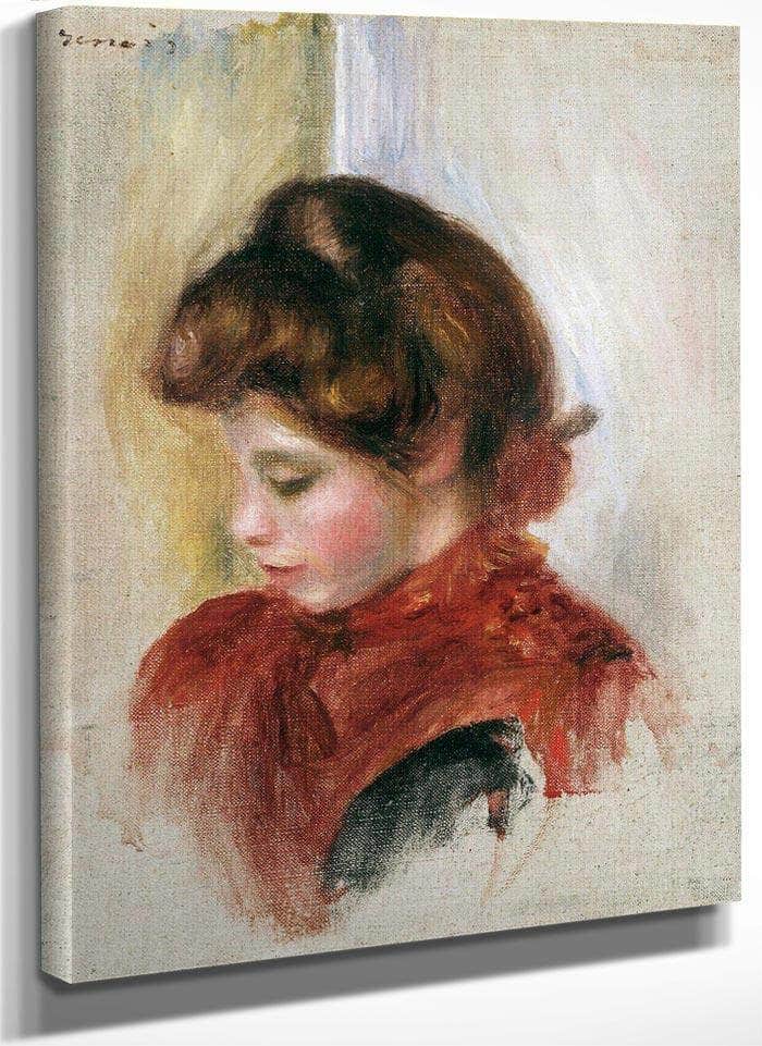Girl In A Red Scarf By Pierre August Renoir Fine Art Print