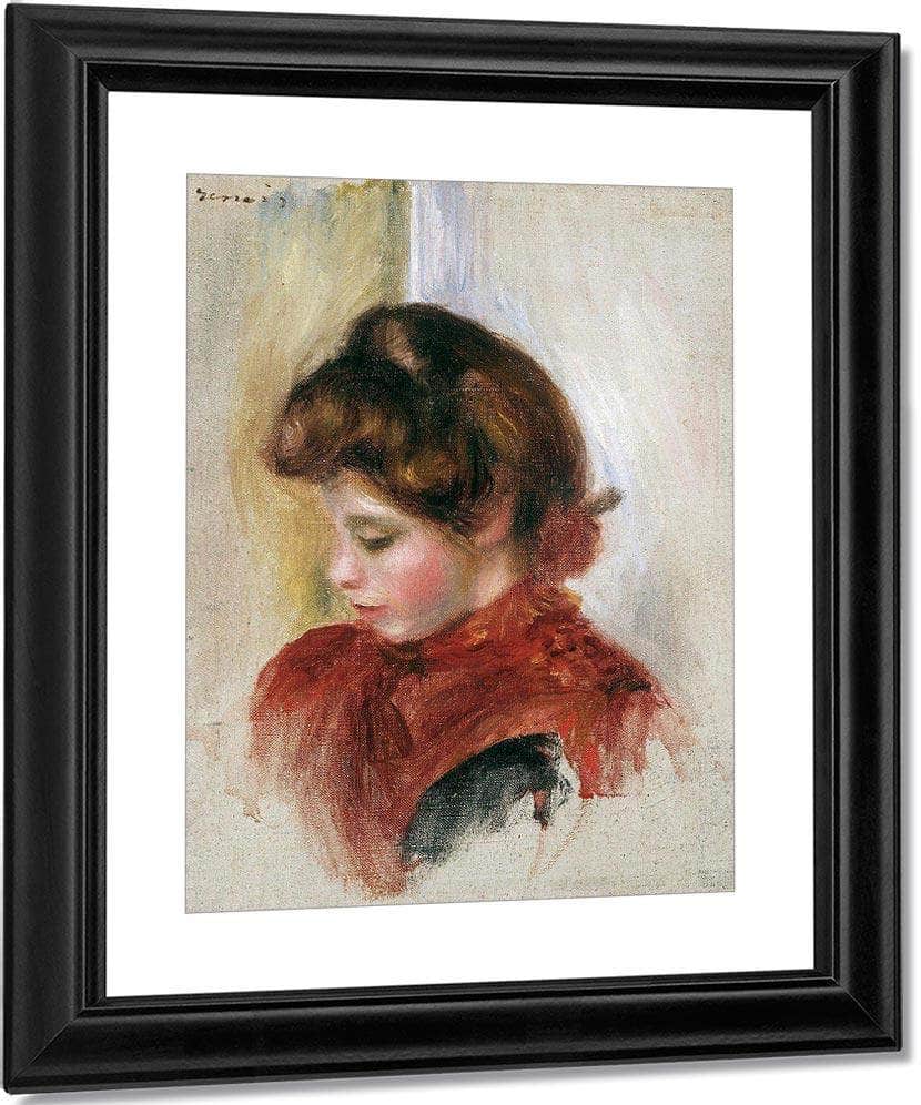 Girl In A Red Scarf By Pierre August Renoir Fine Art Print