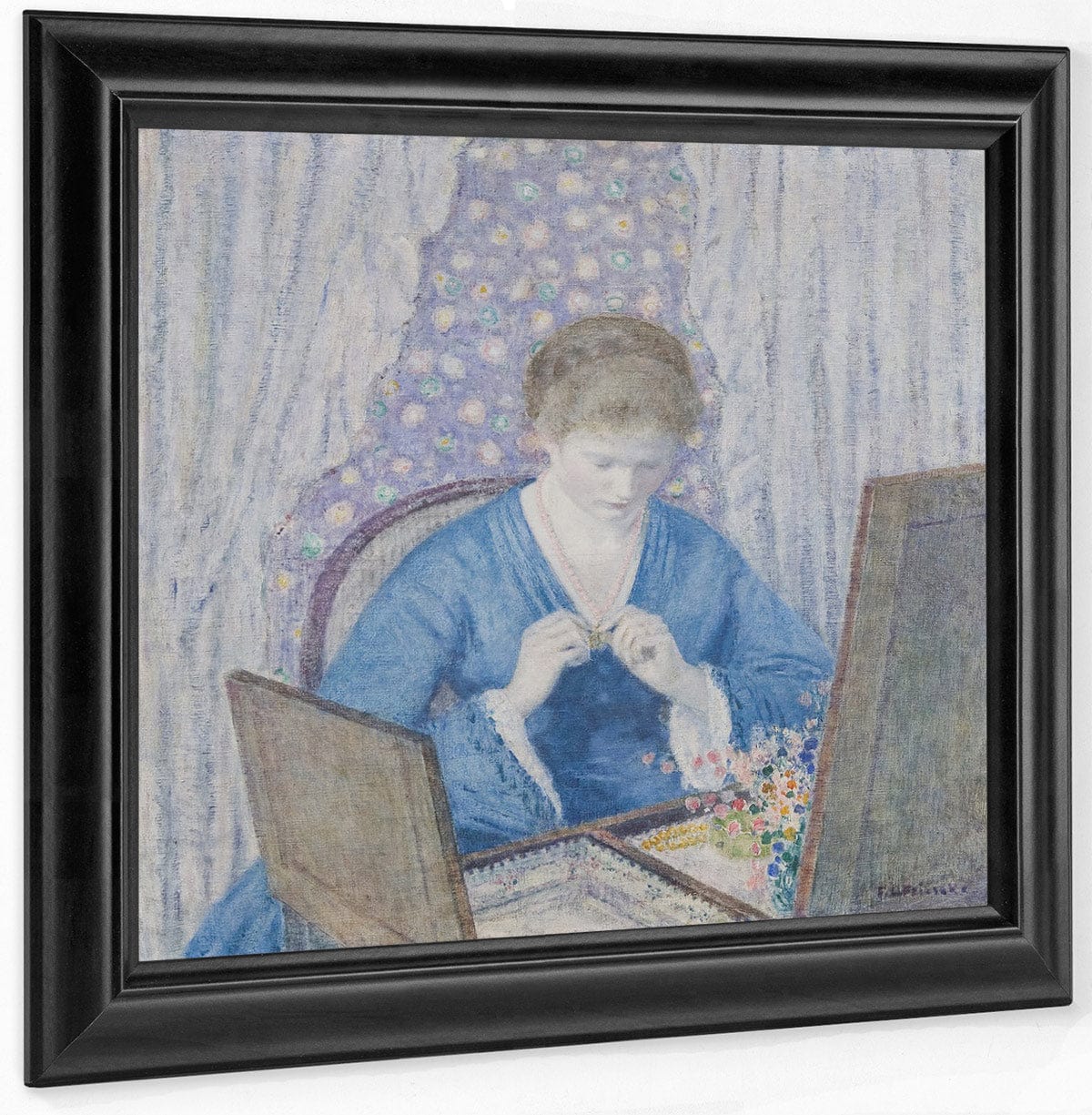 Girl In Blue By Frederick Carl Frieseke Fine Art Print