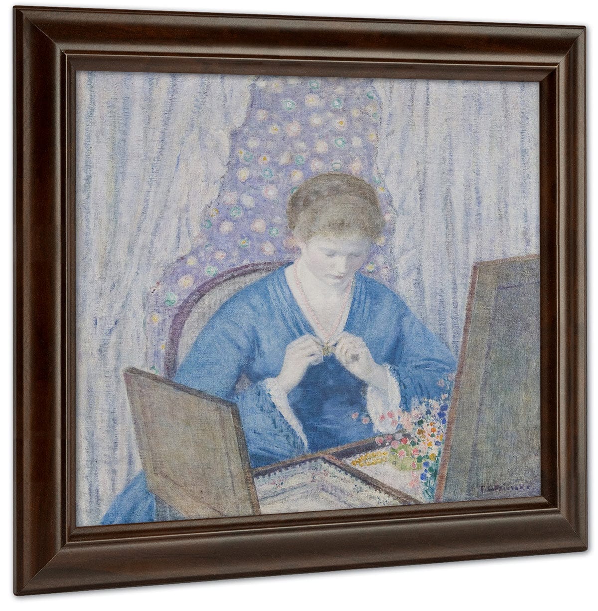 Girl In Blue By Frederick Carl Frieseke Fine Art Print