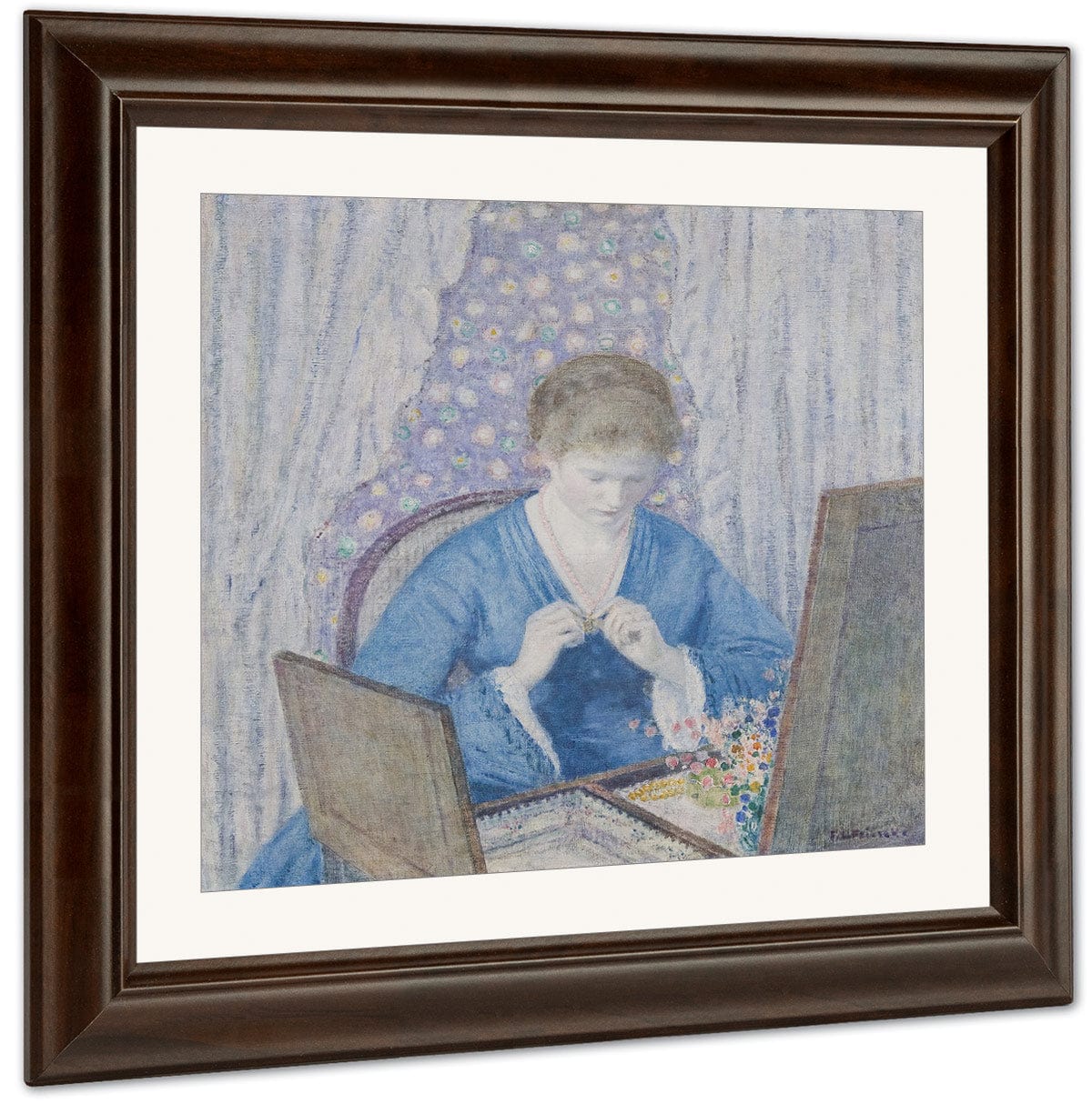 Girl In Blue By Frederick Carl Frieseke Fine Art Print