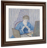 Girl In Blue By Frederick Carl Frieseke Fine Art Print