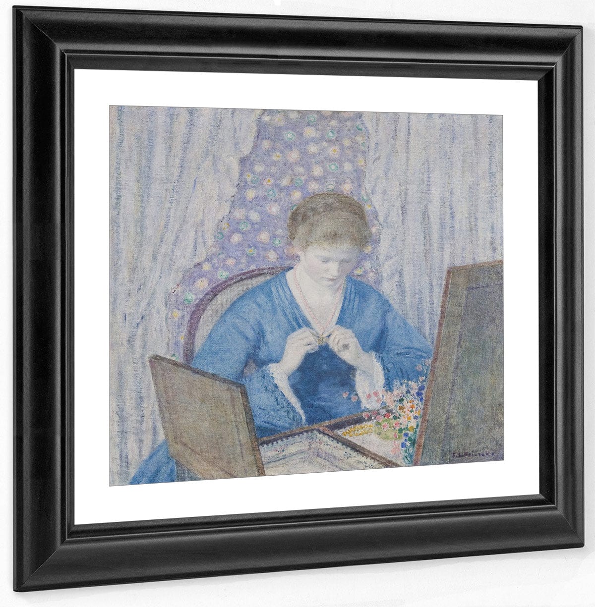 Girl In Blue By Frederick Carl Frieseke Fine Art Print