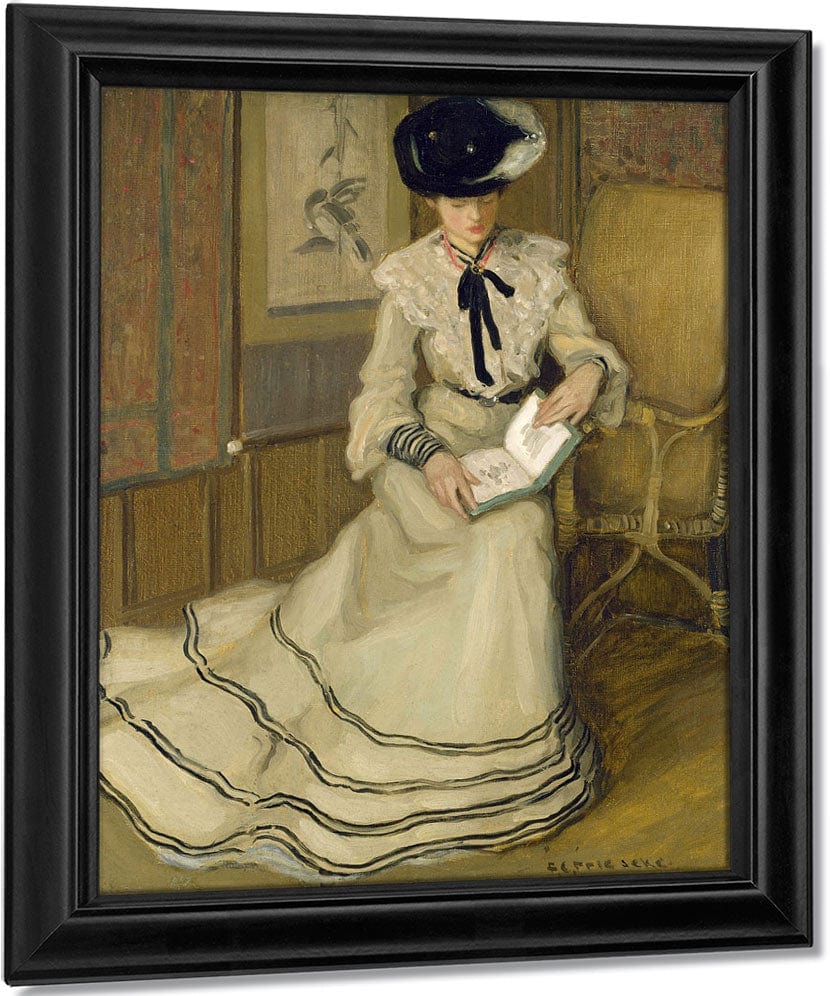 Girl Reading By Frederick Carl Frieseke Fine Art Print
