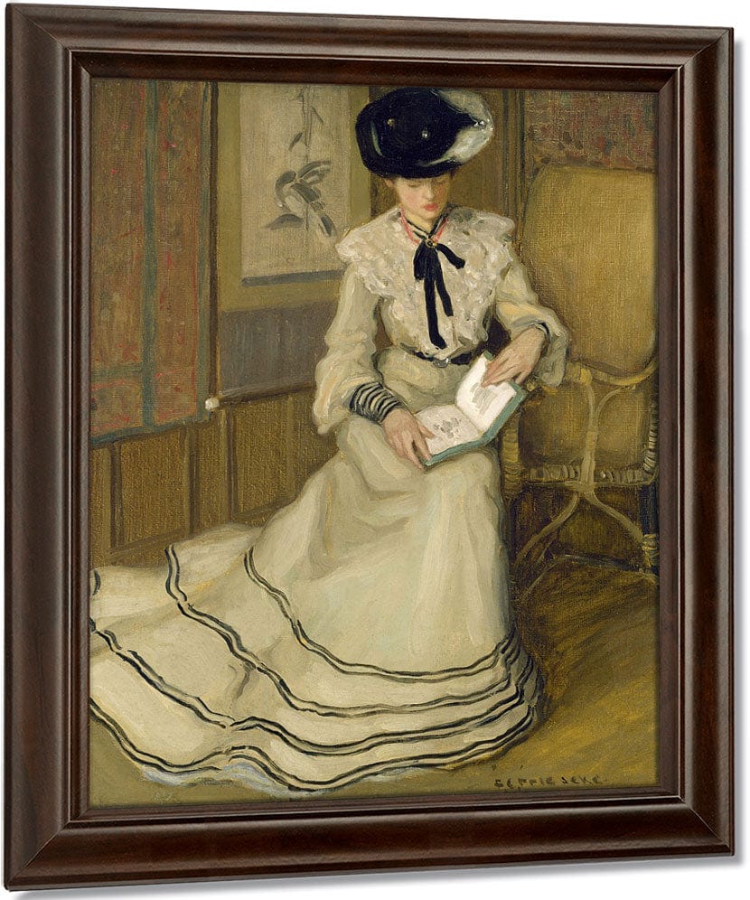 Girl Reading By Frederick Carl Frieseke Fine Art Print
