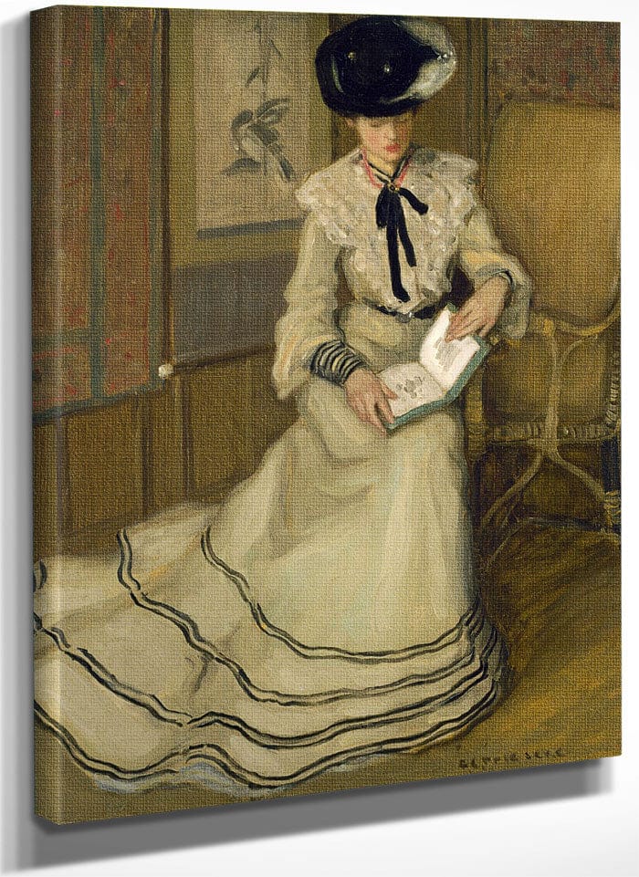 Girl Reading By Frederick Carl Frieseke Fine Art Print