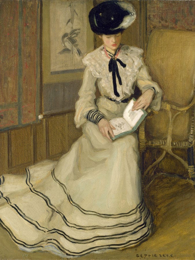 Girl Reading By Frederick Carl Frieseke Fine Art Print