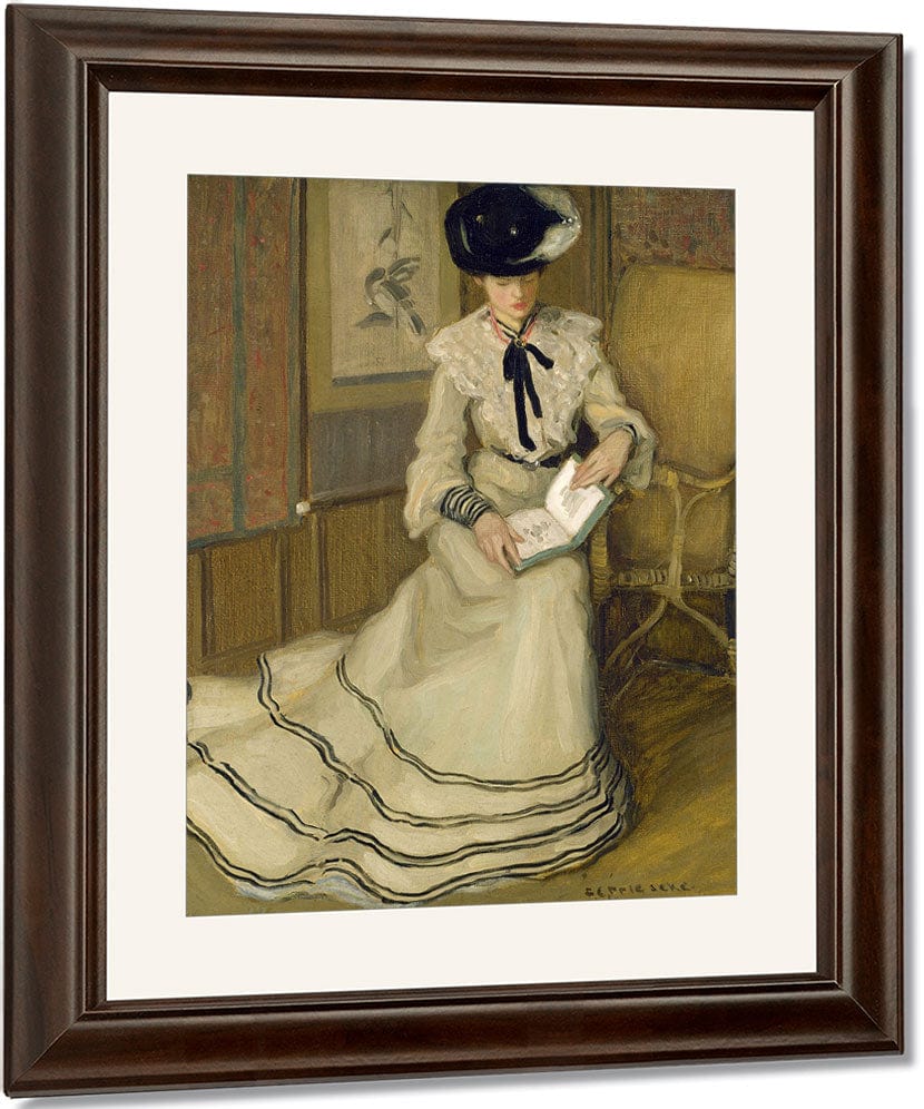 Girl Reading By Frederick Carl Frieseke Fine Art Print