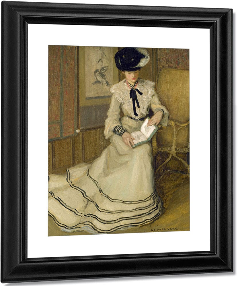 Girl Reading By Frederick Carl Frieseke Fine Art Print
